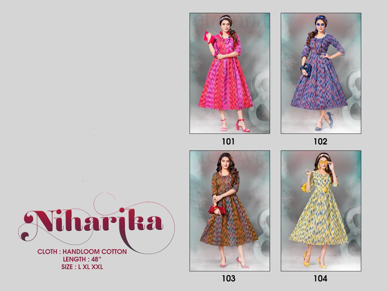 Beauty Queen Niharika Handloom Cotton Ethnic Wear Printed Kurti Collection